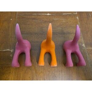 IKEA BASTIS HOOK Dog Tail Wall Hook Hanger Coat RUBBER 5"X2" Pink Orange